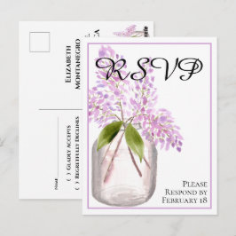 Pot met Sering Rustieke Aquarel Trouw RSVP Briefkaart