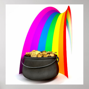 Pot o' Gold aan het einde van een regenboog Poster