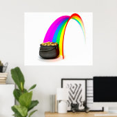 Pot o' Gold aan het einde van een regenboog Poster (Thuiskantoor)