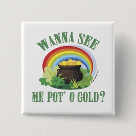 Pot O' Gold St. Paddy's Giftware Vierkante Button 5,1 Cm