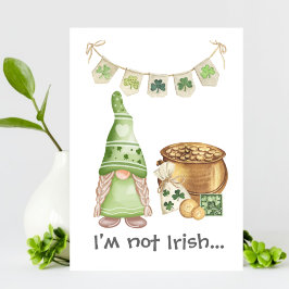 Pot of Gold Flirty Gnome Funny St Patrick Day Kaar Aankondiging
