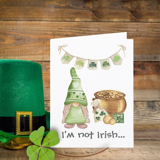 Pot of Gold Flirty Gnome Funny St Patrick Day Kaar Aankondiging