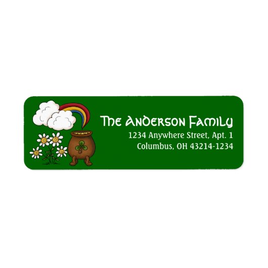Pot of Gold Irish St. Patrick's Day Adresetiketten Etiket (Voorkant)