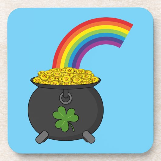 Pot of Gold Rainbow-Cartoon Bier Onderzetter (Voorkant)
