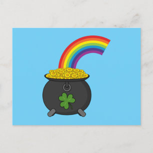Pot of Gold Rainbow-Cartoon Feestdagenkaart
