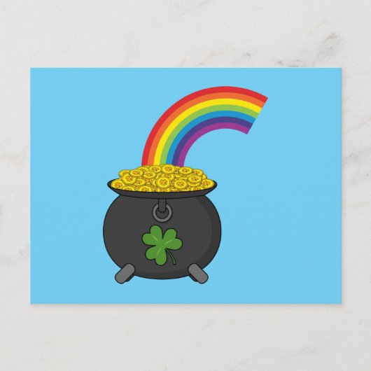 Pot of Gold Rainbow-Cartoon Feestdagenkaart (Voorkant)