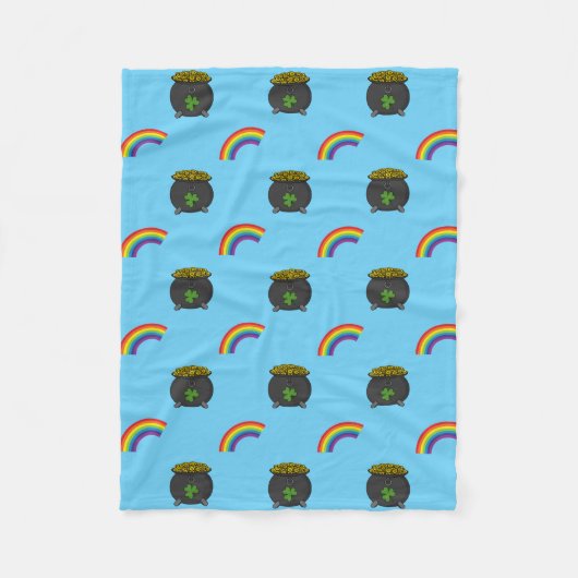 Pot of Gold Rainbow-Cartoon Fleece Deken (Voorkant)