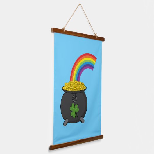 Pot of Gold Rainbow-Cartoon Hangend Wandkleed (Gebogen)