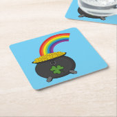 Pot of Gold Rainbow-Cartoon Kartonnen Onderzetters (Schuin)