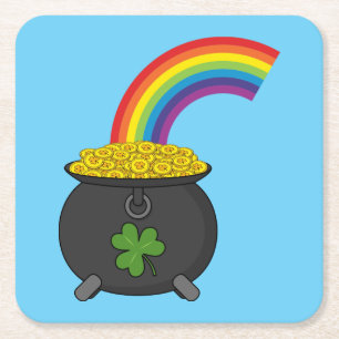 Pot of Gold Rainbow-Cartoon Kartonnen Onderzetters