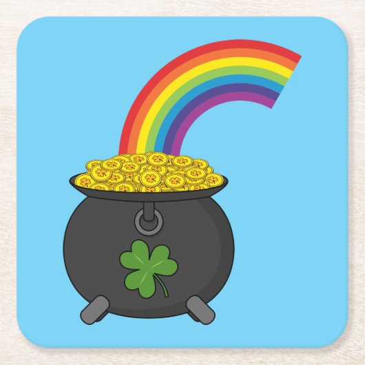 Pot of Gold Rainbow-Cartoon Kartonnen Onderzetters (Voorkant)