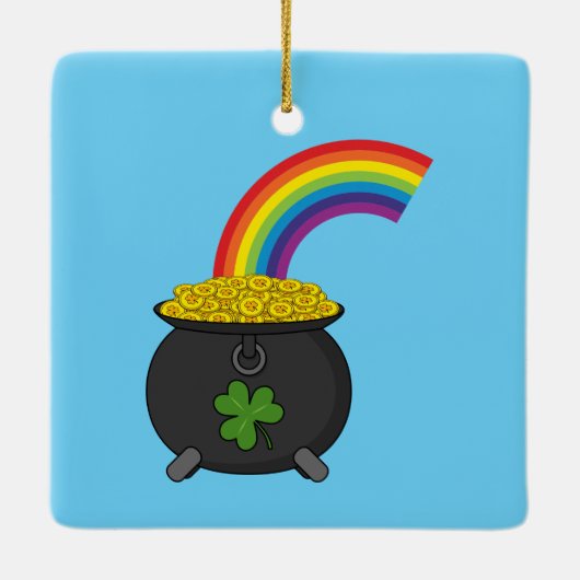 Pot of Gold Rainbow-Cartoon Keramisch Ornament (Achterkant)
