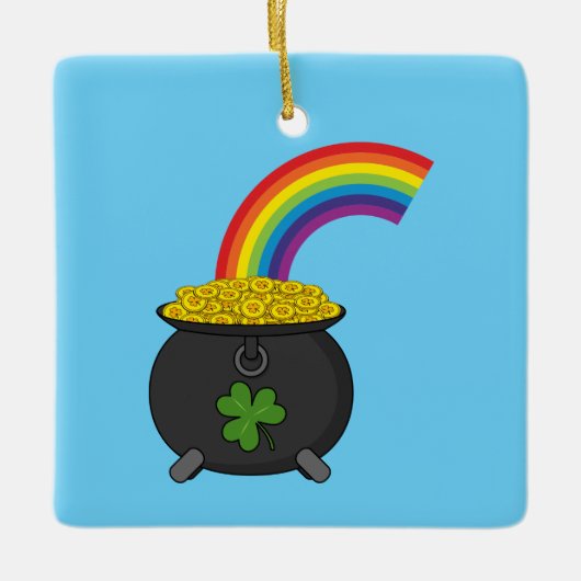 Pot of Gold Rainbow-Cartoon Keramisch Ornament (Voorkant)