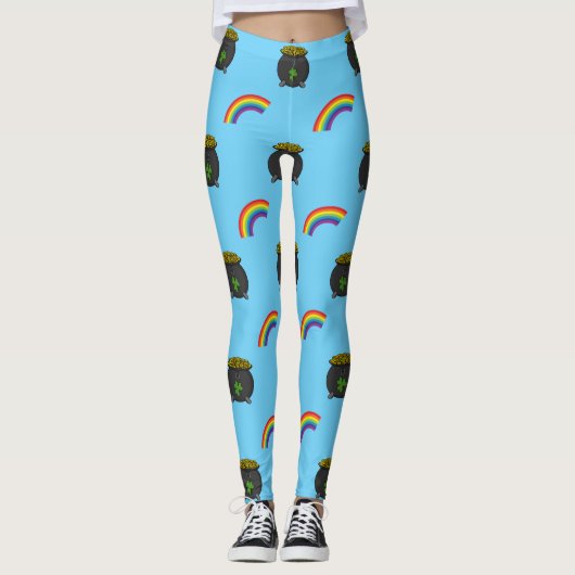 Pot of Gold Rainbow-Cartoon Leggings (Voorkant)