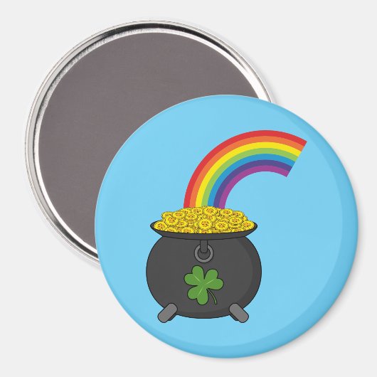 Pot of Gold Rainbow-Cartoon Magneet (Voorkant / Achterkant)