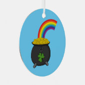 Pot of Gold Rainbow-Cartoon Metalen Ornament (Voorkant Rechts)