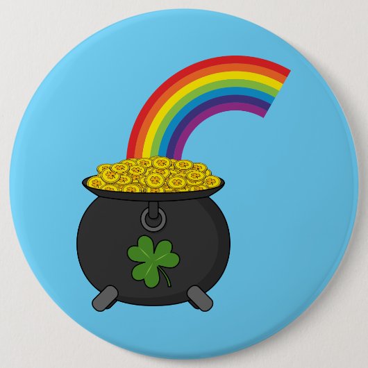 Pot of Gold Rainbow-Cartoon Ronde Button 6,0 Cm (Voorkant)