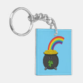 Pot of Gold Rainbow-Cartoon Sleutelhanger (Voorkant Links)