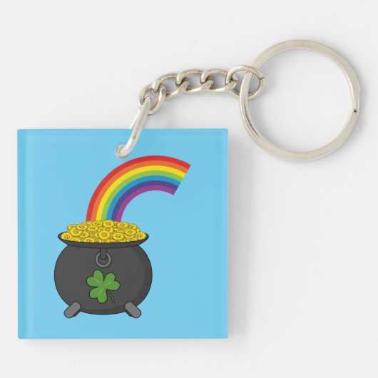 Pot of Gold Rainbow-Cartoon Sleutelhanger (Achterkant)