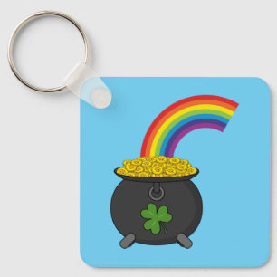 Pot of Gold Rainbow-Cartoon Sleutelhanger