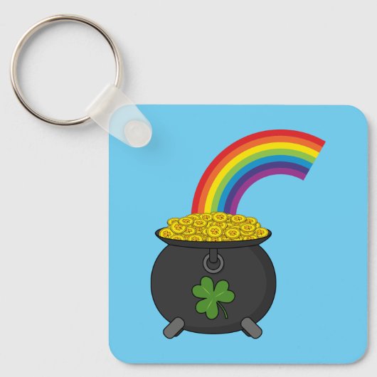 Pot of Gold Rainbow-Cartoon Sleutelhanger (Voorkant)