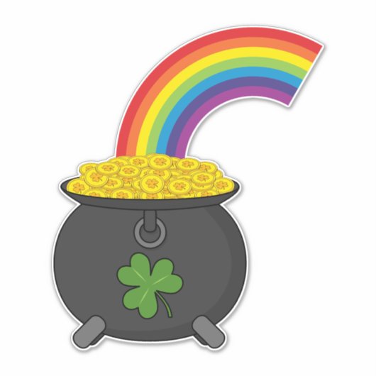 Pot of Gold Rainbow-Cartoon Sticker (Voorkant)
