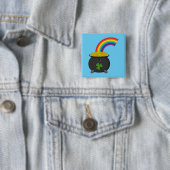 Pot of Gold Rainbow-Cartoon Vierkante Button 5,1 Cm (In situ)