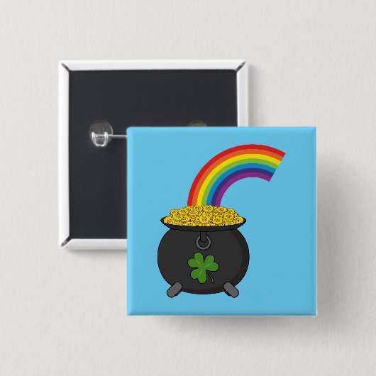 Pot of Gold Rainbow-Cartoon Vierkante Button 5,1 Cm (Voorkant /achterkant)