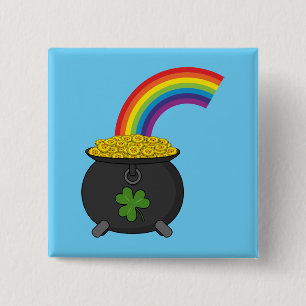 Pot of Gold Rainbow-Cartoon Vierkante Button 5,1 Cm