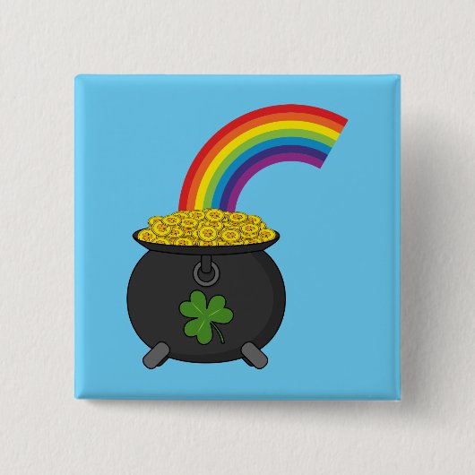 Pot of Gold Rainbow-Cartoon Vierkante Button 5,1 Cm (Voorkant)