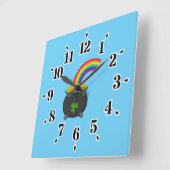 Pot of Gold Rainbow-Cartoon Vierkante Klok (Hoek)