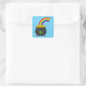 Pot of Gold Rainbow-Cartoon Vierkante Sticker (Tas)