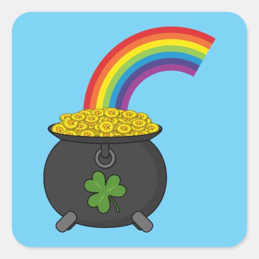 Pot of Gold Rainbow-Cartoon Vierkante Sticker (Voorkant)