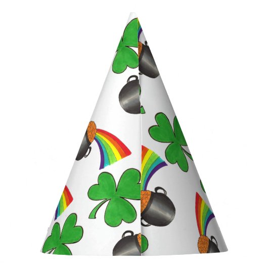 Pot of Gold Rainbow Shamrock St. Patrick's Day Feesthoedjes (Achterkant)