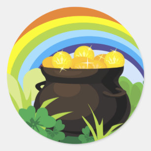 Pot of Gold Rainbow St. Patrick's Day Gift Ronde Sticker
