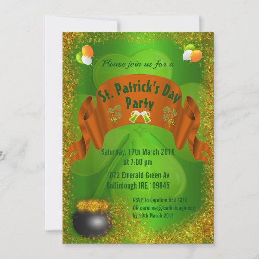 Pot of Gold St. Patrick's Day Invitation Kaart (Voorkant)