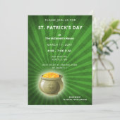 Pot of Gold St Patricks Day party Invitation Kaart (Staand voorkant)