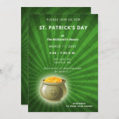 Pot of Gold St Patricks Day party Invitation Kaart (Voorkant / Achterkant)