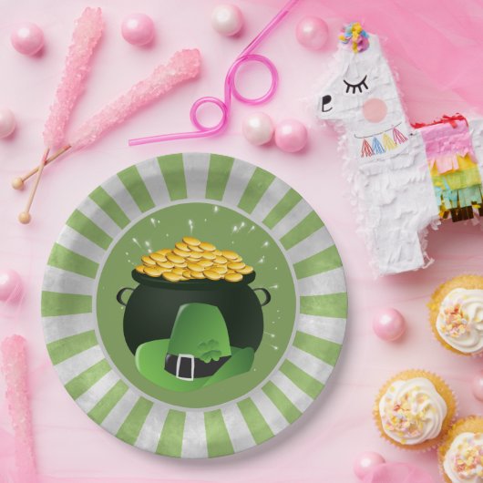 Pot o'Gold Leprechaun Pet Papieren Bordje (Feest)