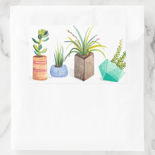 Pot Succulenten Rechthoekige Sticker (Tas)
