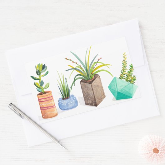 Pot Succulenten Rechthoekige Sticker (Envelop)