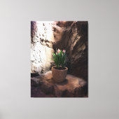 Pot Tulpen in een Grotto Canvas Afdruk (Voorkant)