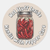 Pot van gedroogde paprika's ronde sticker (Voorkant)