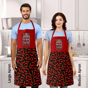 Pot van gedroogde paprika's schort