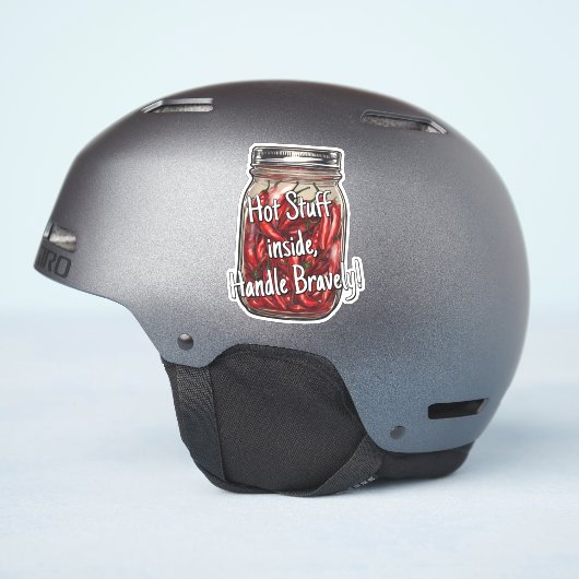 Pot van gedroogde paprika's sticker (Helm Zijkant)