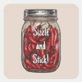 Pot van gedroogde paprika's vierkante sticker (Voorkant)