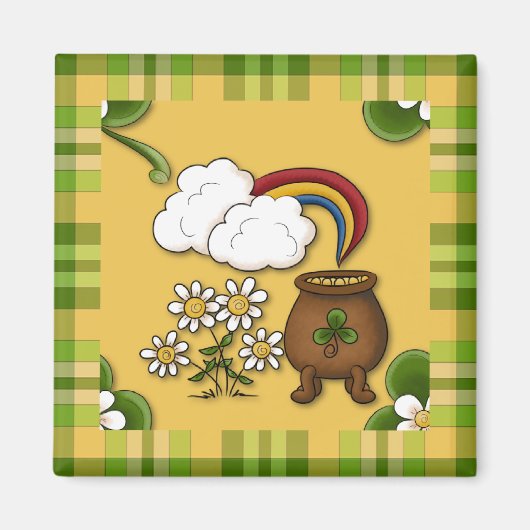 Pot van Gold Plaid St. Patrick's Koelkast Magneet (Voorkant)