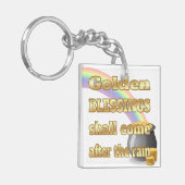 Pot van goud aan het einde van de regenboog sleutelhanger (Voorkant Links)