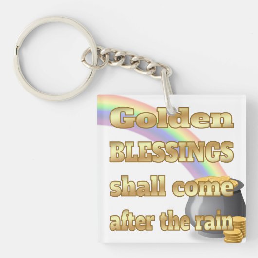 Pot van goud aan het einde van de regenboog sleutelhanger (Voorkant)