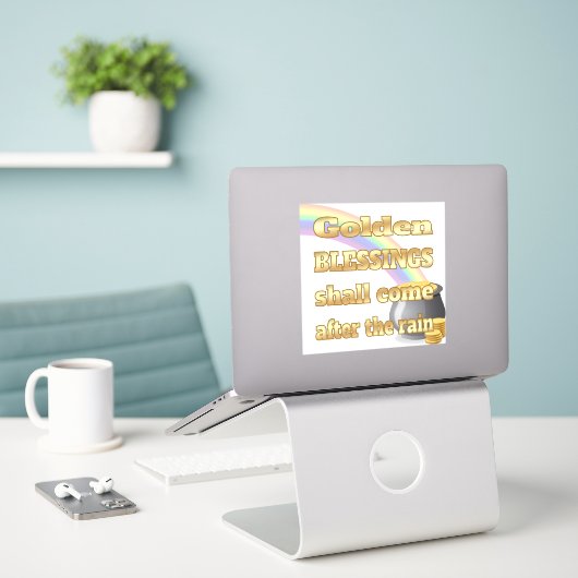 Pot van goud aan het einde van de regenboog sticker (Laptop op bureau)